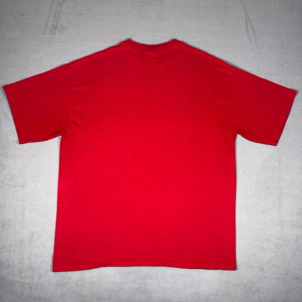 Y2K Adidas Center Logo Red T-Shirt Mens XL Short Sleeve Three Stripe Tee Cotton - Picture 2 of 7